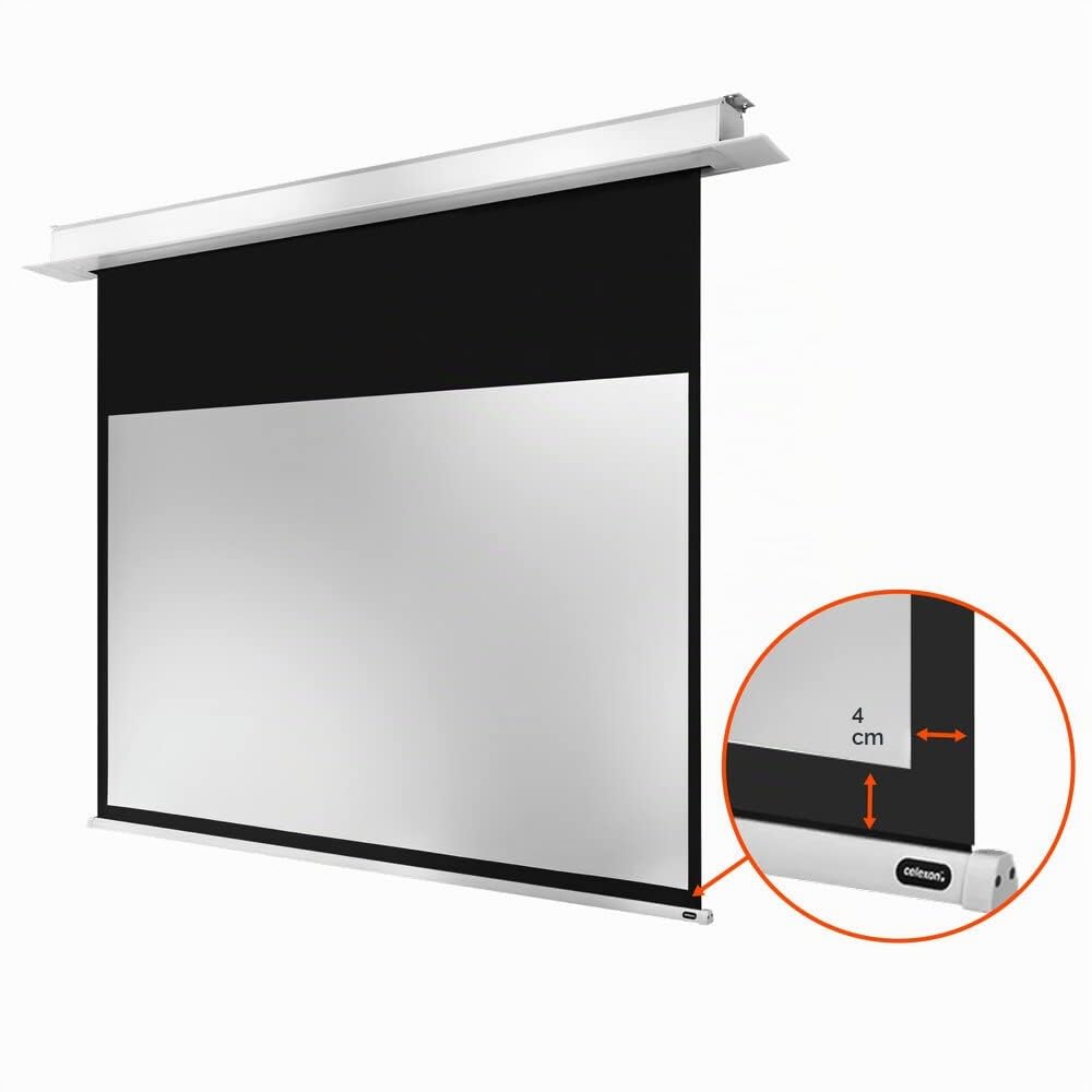 celexon Professional Plus écran motorisé encastrable 90" | 200x113cm 16:9 | Écran électrique encastrable 4K Full HD avec interrupteur mural, conçu pour intégration au plafond