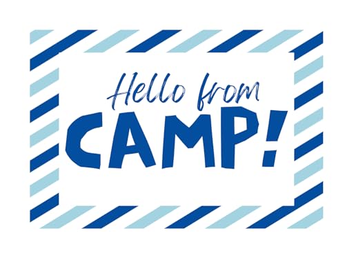 Camp Ready Camp Postcards | Kid Postcards | Camp Stationery | 6" X 4" Postcards for Kids (Hello From Camp: Blue Stripes)
