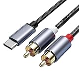 USB C to 2 RCA Audio Cable 1M Phono to USB Type C Gold-Plated Audio Cable Y Splitter DAC Hi-Fi Sound for iPhone15 Xiaomi LG Huawei Samsung Phone Pixel Tablet Amplifier Speaker Turntable Car Stereo
