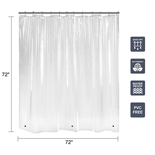 Titanker Clear Shower Curtain Liner, 72 X 72 Plastic Shower Liner Lightweight Peva Shower Curtain Liner For Bathroom, Waterproof Shower Liner With Magnets And Rustproof Grommet Holes #TOP5
