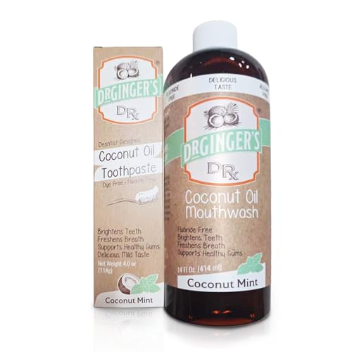 Coconut Oil Whitening Toothpaste 4oz and Mouthwash 14oz -Set (Manufacturer Packaged)