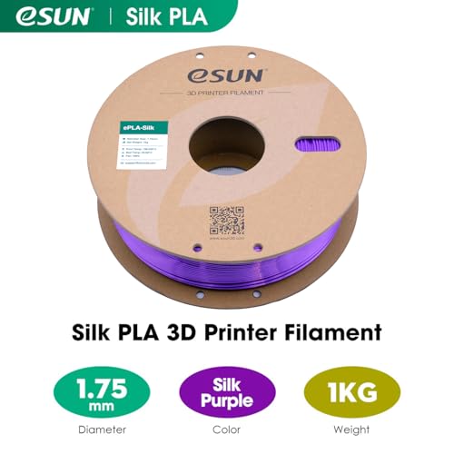 Image of eSUN Silk PLA Filament 1.75mm, Silky Shiny 3D Printer Filament PLA, Dimensional Accuracy + /- 0.05mm, 1KG Spool (2.2 LBS) 3D Printing Filament for 3D Printers, Silk Purple