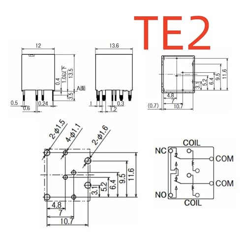 Relé de 8 pines ACTE3CH2A05 compatible con series ACTE3C5V01 y ACTE3CR1A10EC TE2 2