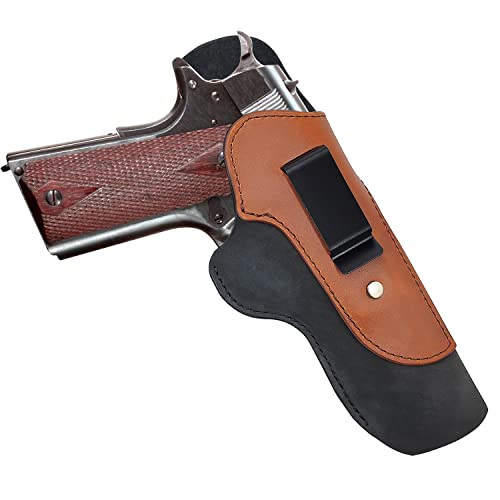 Suede Leather IWB 1911 Holster, Full Size 5-Inch, Concealed Carry Inside Waistband for Colt 1911 - Kimber 1911 - Ruger - Taurus & More 1911 5" Holsters (Suede Black)