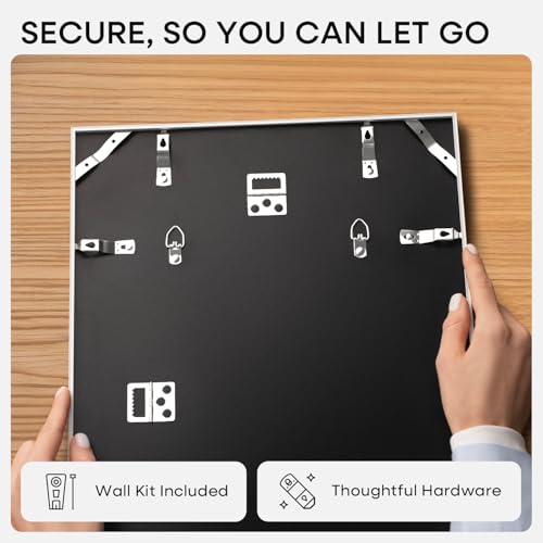 Image of Homeforia 19.25x26.75 White Puzzle Frame, High End Metal 19.25 x 26.75 Picture Frames without Mat, 26.75x19.25 Thin Poster Frame for Wall, 19.25by26.75 Puzzle Frames, Tempered Glass, Wall Kit, Set of 1