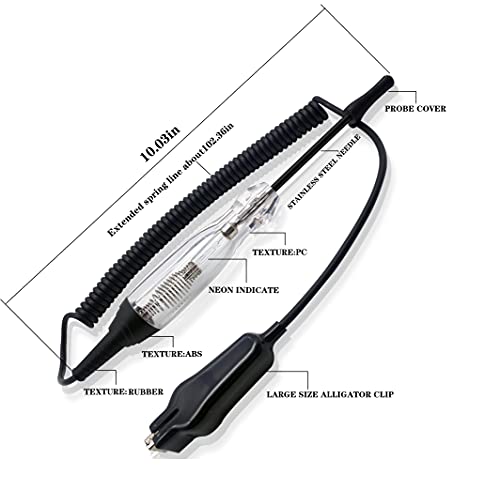 Boak Basic Test Light With Probe Protect Cover, 12&24V Premium Electric Voltage Tester Automotive Test Light Fuse Tester With Extended Spring Wire For Vehicles, Vans, Motorcycles #TOP1