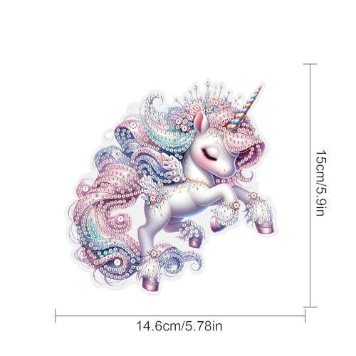 Image of Unicorn Diamond Painting Hanging Kit, DIY 5D Acrylic Diamond Art Pendant with Special Shaped Rhinestones, Colorful Unicorn Ornament for Wall, Door, or Garden Decoration, Handmade Gift for Adults