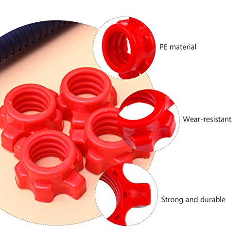 Vicasky 4Pcs Spin-Lock Collars Plastic Anti-Slip Standard Barbell Exercise Collars Hex Nut Screw Clamps For Dumbell Weight Lifting Fitness Training Accessorie Red #TOP5
