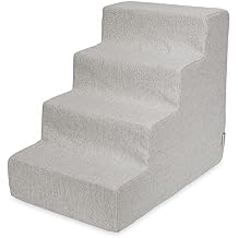 Best Pet Supplies Dog Stairs & Steps - Foam Steps for Small Dogs & Cats, Non-Slip Indoor Balanced Pet Step Support, Dog Ramp, No Assembly, Sand, 4-Step 18-inch Height