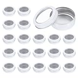 QUARKZMAN 2 Oz Weiße Blechdosen 24 Stück Aluminium Runde Dosen Reisegröße Kleine Metall Dosen Kosmetik testenn Behälter Mit Klarem Deckel Für Lotion Bars Bartbalsam Kerzen