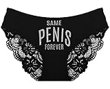 RhinestoneSash Lingerie Shower Gift, Bachelorette Party Gift - Silver Sparkle Arched Same Pen Is Forever Black Lace Inset Bikini Panty - Small - Black Panty(SPF SLV) Blk/Sml