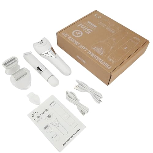 Image of ThePlushCo Epilator for Hair Removal Women, 5-in-1 Hair Removal Trimmer & Shaver for Face, Bikini and Full Body, Wet & Dry Cordless Epilation, IPX6 Waterproof