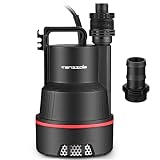 Tenzzola Sump Pump Submersible Utility Water Pump Thermoplastic Portable Electric Water Removal Transfer Pump with 16.4FT Cord for Swimming Pool Basement Garden Pond Tubs Draining, 1/4 HP