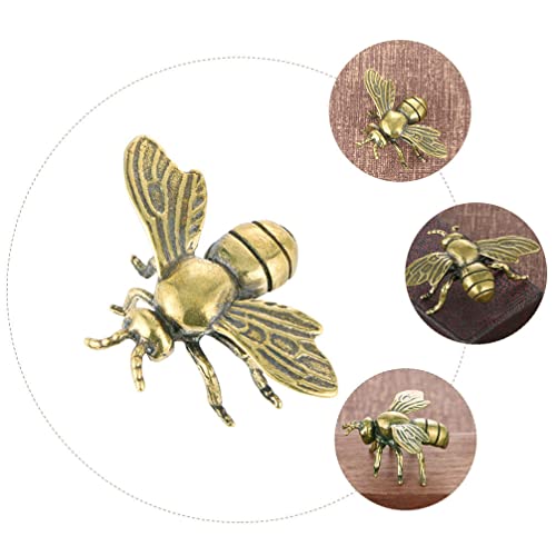 Imikeya Gold Bee Figurines: Vintage Brass Bee Statues Decorative Brass Animal Ornament Diy Craft Small Brass Metal Bee Desktop Ornament For Rustic Office Home Decor Wall Art Gift #TOP3