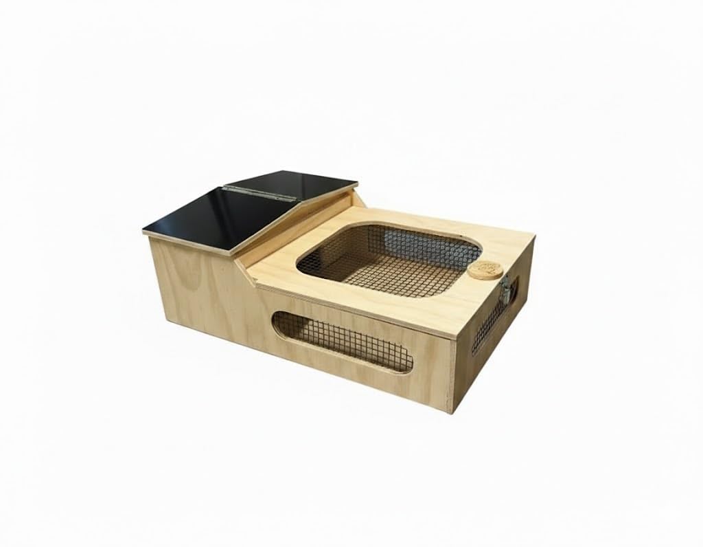 Casetta teca terrario tartarugario casa per taratarughe tartaruga di terra rettili recinto gabbia trasportino 60x40x23h tetto Verde