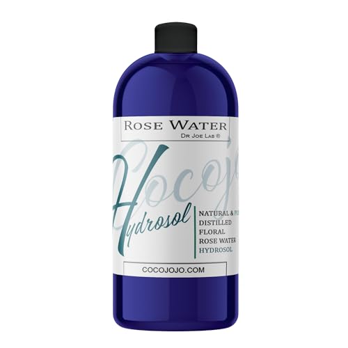 Rose Hydrosol Water Spray Toner 32 oz for Face Hydrating Mist Hydration Pure & Natural Rosewater Hydrosol All Skin Types Face Skin Pores Body Locs Cleansing Bulk Refill COCOJOJO - Packaging May Vary