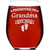 Promoted to grandma est 2024 15oz stemless wine glass gifts for new grandparent new grandma wine glass birthday gifts mothers day gifts  urban country home decor