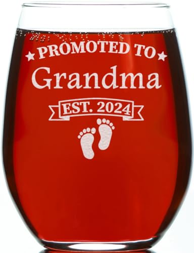 Promotedtograndmaest202415ozstemlesswineglassgiftsfornewgrandparentnewgrandmawineglassbirthdaygiftsmothersdaygifts Urban Country Home Decor Promoted to grandma est 2024 15oz stemless wine glass gifts for new grandparent new grandma wine glass birthday gifts mothers day gifts urban country home decor
