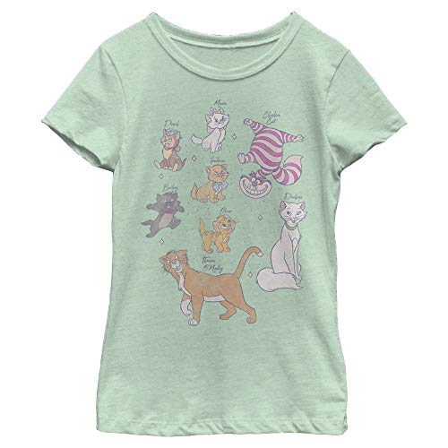 Image of Disney Girls Classic Multi Franchise Kitties Girl's Heather Crew Tee