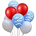 Propeller Airplane Print Balloons with White Red Blue Latex Balloons 80 Count