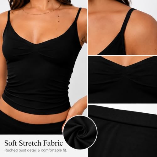Image of Two Piece Skirt Set Women Maxi Long Skirt and Top Outfit | Soft stretchy 5 pc, slim bodycon, adjustable spaghetti straps, ruched crop tank, elastic waist, going out, beach vacation