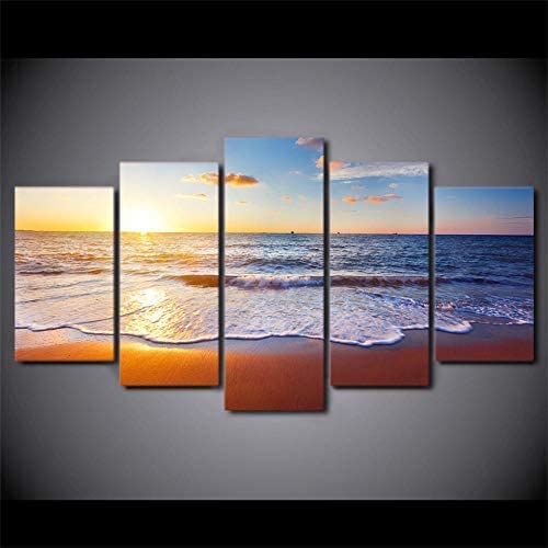 Canvas Wall Art Paintings For Home Decor Rainy Street Scene Oil Painting 5 Pieces Modern Giclee Artwork The Pictures For Living Room Decoration Photo Prints On Canvas L/Without Frame 150 X -4R6O-R2O