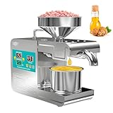 Automatische elektrische Ölpresse aus Edelstahl – Kalt- & Heißpressmaschine für Olivenkern, Walnüsse, Erdnüsse, Sesam- und Sonnenblumenkerne – Olivenpresse maschine Silber