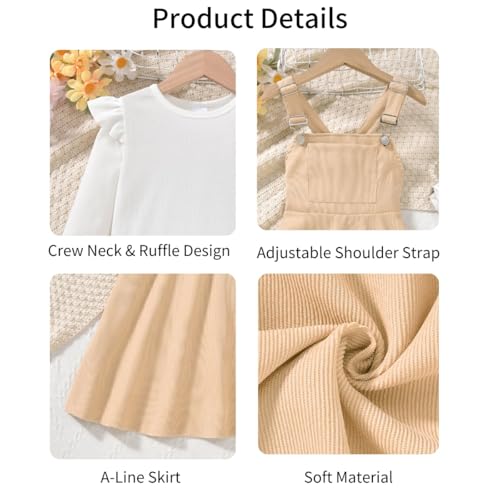 Image of HIHA Little Girls Adjustable Corduroy Pinafore Overall Dress Set Size 6-12