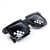 Magik Thug Life Glasses Sunglasses MLG Shades Eyewear 8 Bit Pixel Unisex Meme Cool Mosaic Glasses Party Glasses (Black, Square)