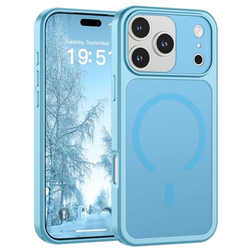 Image of SUPFINE Magnetic for iPhone 17 Pro Max Case Light Blue | (Compatible with MagSafe)(Military Grade Drop Protection)(Camera Protection)Translucent Matte Phone Cover