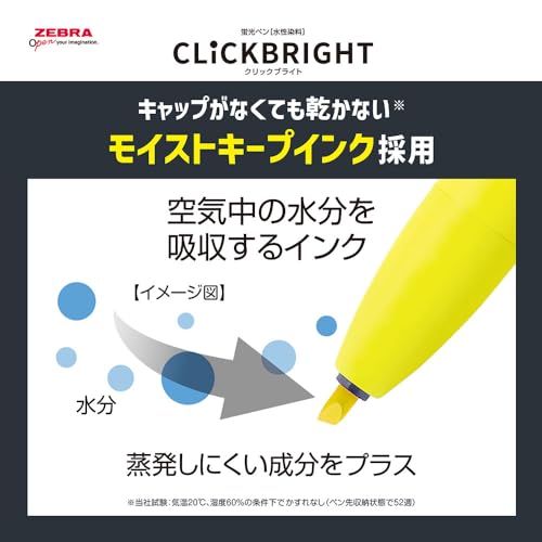 Surligneur rétractable Zèbre Click Bright 6 couleurs pointe biseautée nette