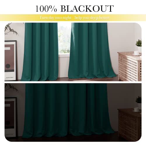 NICETOWN Emerald Green 100% Blackout Curtains, Thermal Insulated & Energy Efficiency Window Draperies for Guest Room, Full Shading Panels for Shift Worker and Light Sleepers, 52W x 84L, 2 Panels by NICETOWN - Image 2