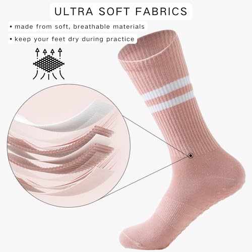 Image of Pilates Socks with Grips for Women Yoga Socks Barre Socks Non Slip Socks 2 packs