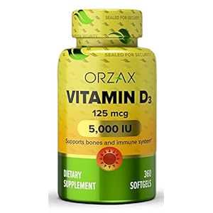 ORZAX Vitamin D3 5000 iu, 360 Days Supply, Supports Immune System & Bone Healths, Mood Booster D3 Vitamin, Gluten-Free…