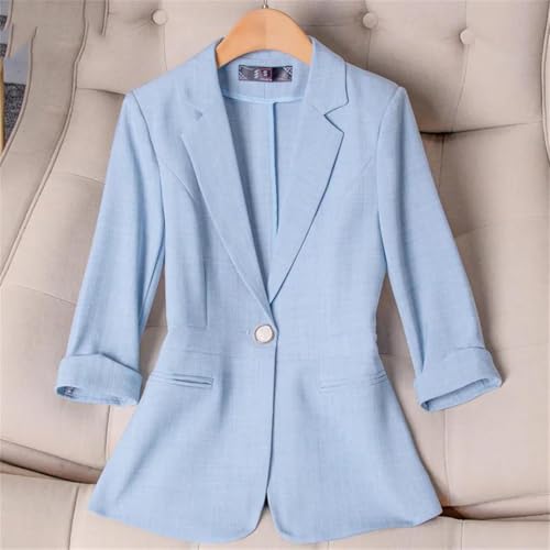 Women Spring Summer Blazers Small Suit Jacket Office Ladies Half Sleeve Coat Tops4