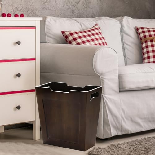 Topzea TO-BAMBOOTRASHCAN-DARKBROWN Bamboo Waste Basket, Rectangular Narrow Trash Can With Handles, Wooden Slim Wastebasket Small Garbage Cans thumb #6
