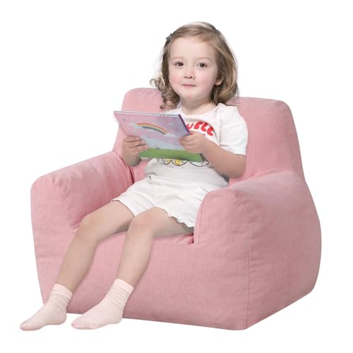 Yoonnie room Bean Bag Chair for Kid,Shered Foam Filled Bean Bag Sofa,Toddler Chair with Corduroy Fabric,Kids Chair for 3 Years Kid Playing (Pink)