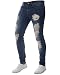 XARAZA Men's Stretchy Ripped Skinny Biker Jeans Slim Fit Denim Pants with Destroyed Hole (Dark Blue, US 33)