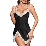 Material: Hecho de satén sedoso de alta calidad, este camisón es suave y ligero sobre la piel, proporcionando transpirabilidad y confort durante toda la noche.