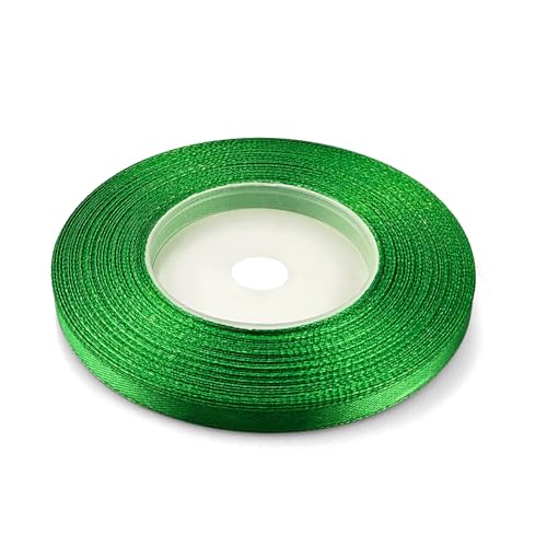 Netuno 1x ruban de satin vert herbe 6mm x 32m rouleaux de ruban satin ruban tissu multicolore ruban de décoration ruban à bricoler ruban satin décoratif pour Noël Pâques cadeau anniversaire mariage