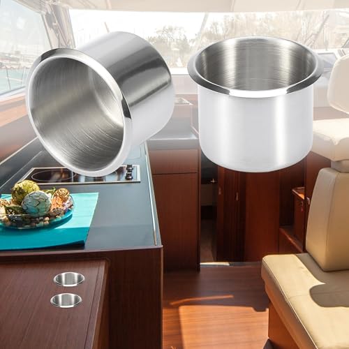 Portavasos universal de acero inoxidable plateado 2pcs miniatura 2