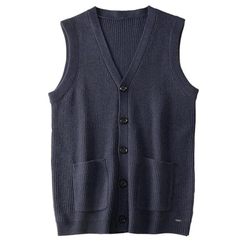Men's Vest V-Neck Sleeveless Knitted Cardigan Solid Thickened Knitted Sweater2