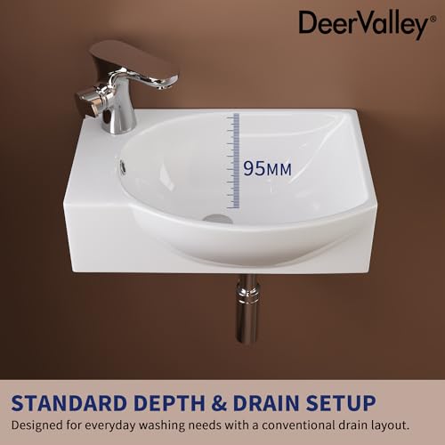 Lavabo de pared de cerámica vitrificada con acabado blanco brillante 7