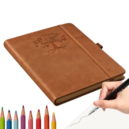 Journal Notebook, Leather Hardcover Retro Dot Grid Diary, Leather Journal, for Planning Writing Note-Taking Tracking School Work