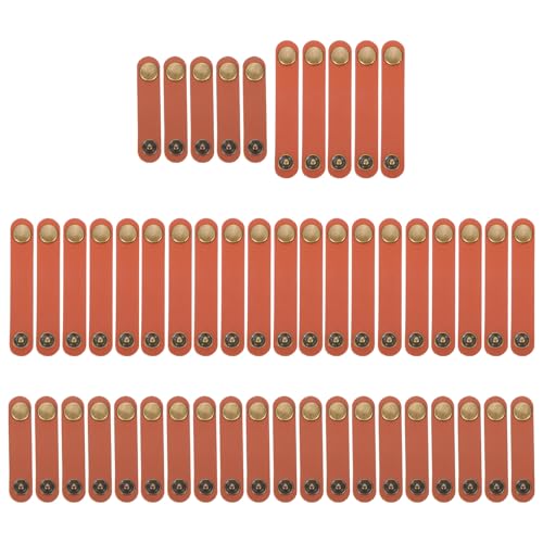 50 Piezas Correas para Cables de Cuero PU con Broche para Unión y Organización de Cables en Color Chocolate y Caqui