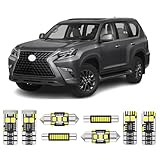 AENVTOL 18 Pieces Interior LED Lights Replacement for Lexus GX460 2010-2020/Toyota Land Cruiser Prado 150 2010-2020 (3.5L/4.0L White LED Interior Bulb with Install Tool