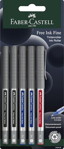 Faber-Castell フリーインク 細字 148101 ボールペンセット 5本 線幅 0.4mm ブラック ブルー レッド