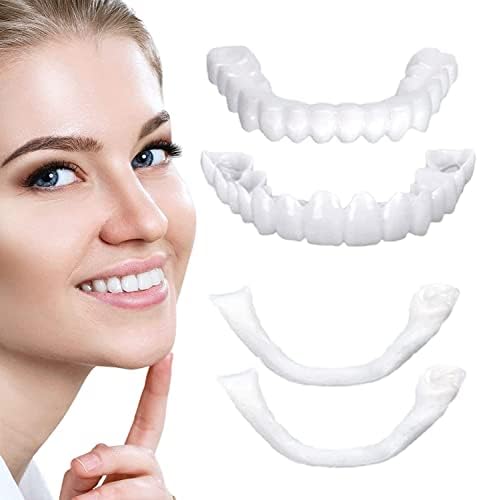 Fake Teeth, 2 PCS Veneers Teeth for Women and Men, Dental Veneers for Temporary Tooth Repair Upper and Lower Jaw, Protect Your Teeth and Regain Confident Smile, Bright White-LQ3