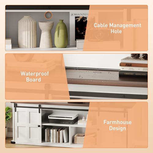 IDEALHOUSE Farmhouse TV Stand for 75 Inch TV, Entertainment Center with Storage Cabinets and Sliding Barn Doors, Media TV Console Table for Living Room Bedroom by IDEALHOUSE - Image 7