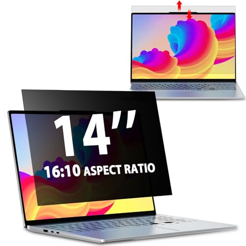 Laptop Privacy Screen 14 Inch 16:10 Aspect Ratio, Laptop Screen Privacy Shield Compatible With Lenovo Hp Dell Acer Asus Thinkpad Envy Xps, Removable Anti Glare Blue Light Computer Filter Protector
